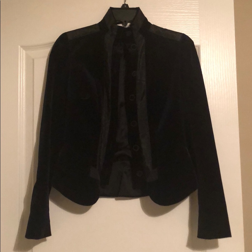 Navy blue velvet DVF jacket